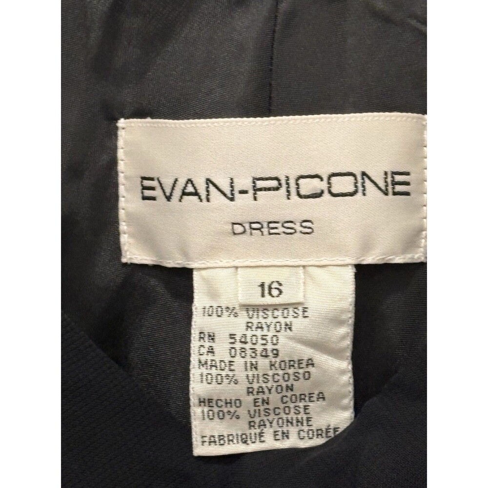 Evan Picone Black Floral Midi Dress Size 16 Ruffle Strap Evening Party - Picture 6 of 6